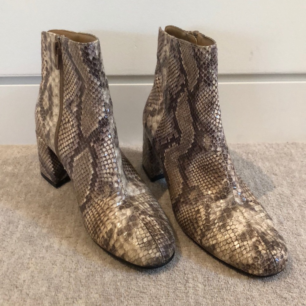 Snake print booties